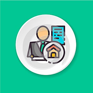 Vector flat icon realtor. Button for web or mobile app. UI/UX user interface.